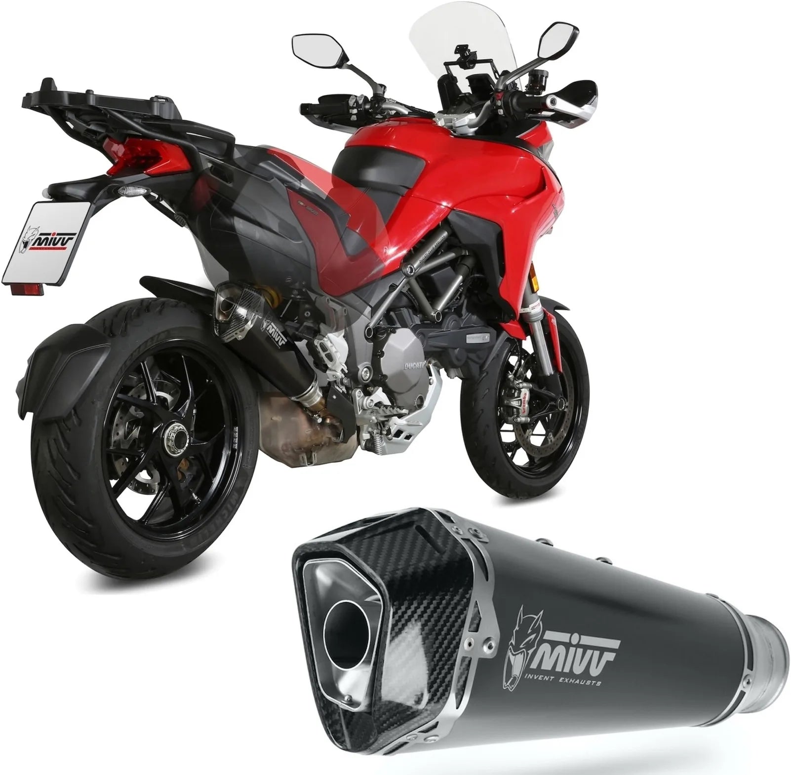 Exhaust Tip With Noise Certification Delta Race Steel Black Carbon - Mivv Compatible With Ducati Multistrada 1200 (2015-2017)