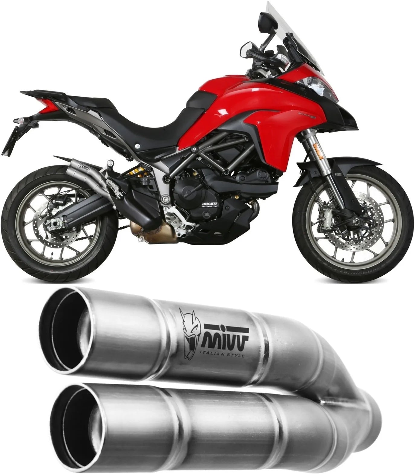 Exhaust Tip With Noise Certification Double Gun Stainless Steel - Mivv Compatible With Ducati Multistrada 1200 Enduro (2016-2018)