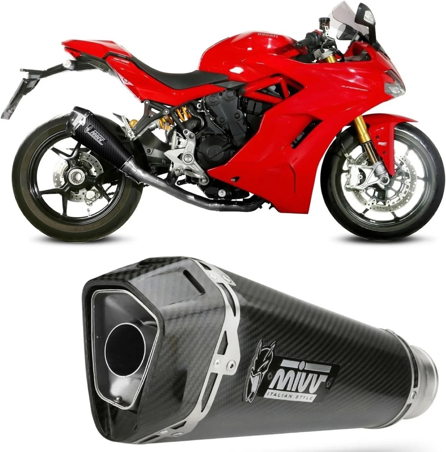 Catalytic Exhaust Tip With Sound Certification Delta Race Carbon Carbon - Mivv Compatible With Ducati Supersport 939 - S (2017-2020)