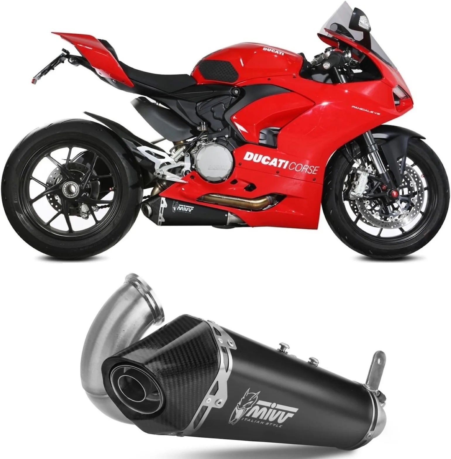 Catalytic Exhaust Tip With Sound Certification Delta Race Steel Black Carbon - Mivv Compatible With Ducati Panigale V2 (2020-2024)