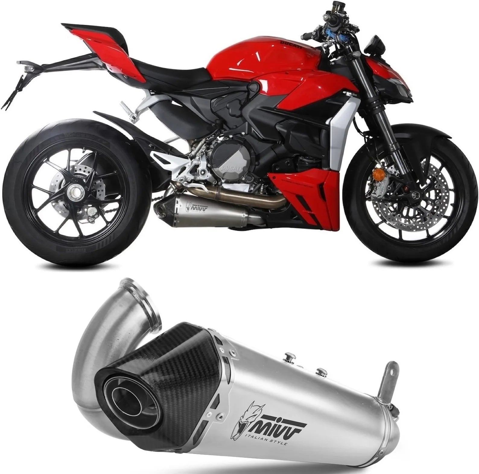 Catalytic Exhaust Tip With Sound Certification Delta Race Stainless Steel Carbon - Mivv Compatible With Ducati Panigale V2 (2020-2024)