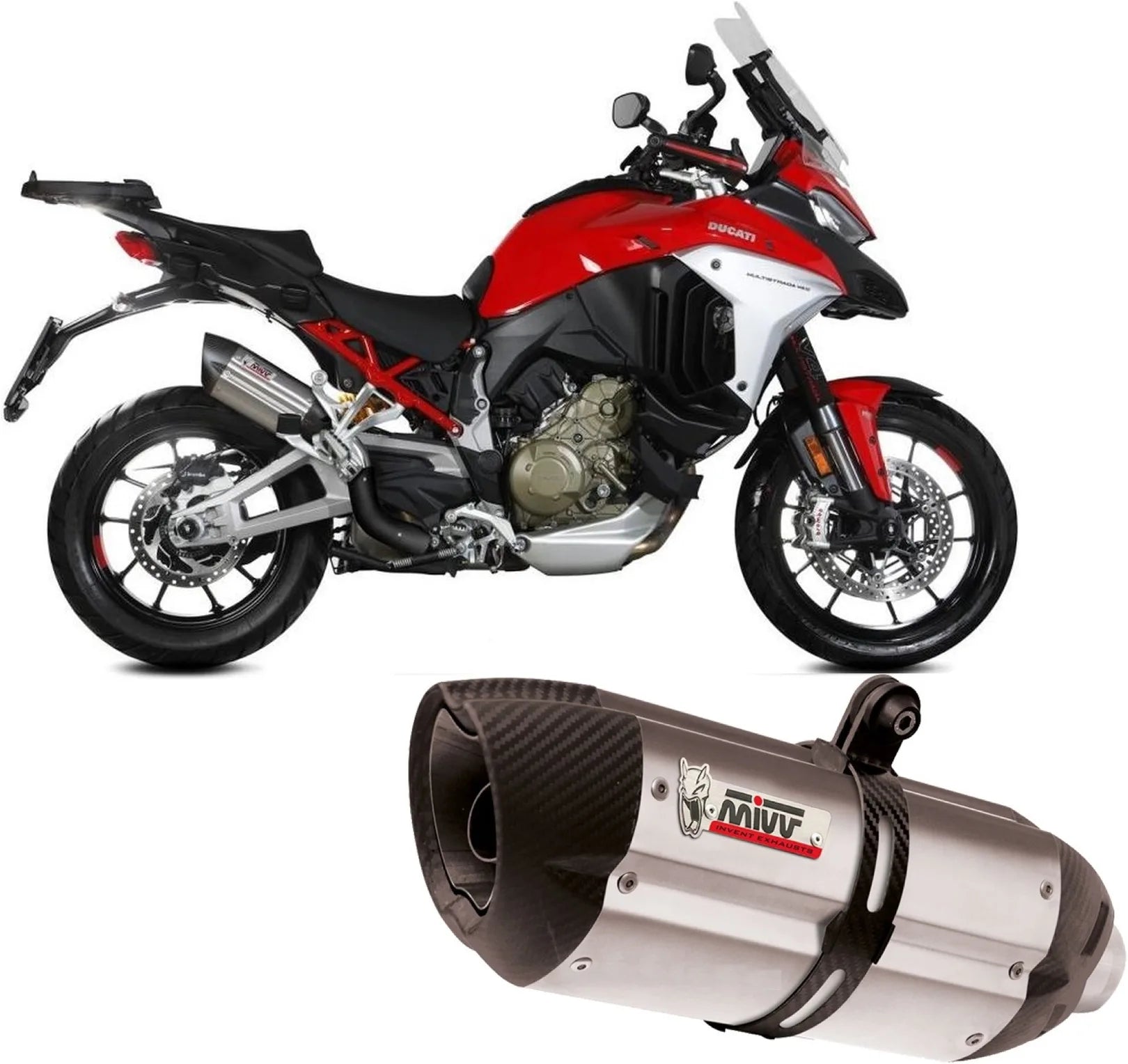 Exhaust Tip With Noise Certification Suono Stainless Steel Carbon - Mivv Compatible With Ducati Multistrada V4 1100 - S (2021-2024)