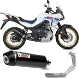 Complete Non-Catalytic Exhaust System With Sound Certification Oval Steel Black Carbon - Mivv Compatible With Honda Xl 750 Transalp (2023-2024)