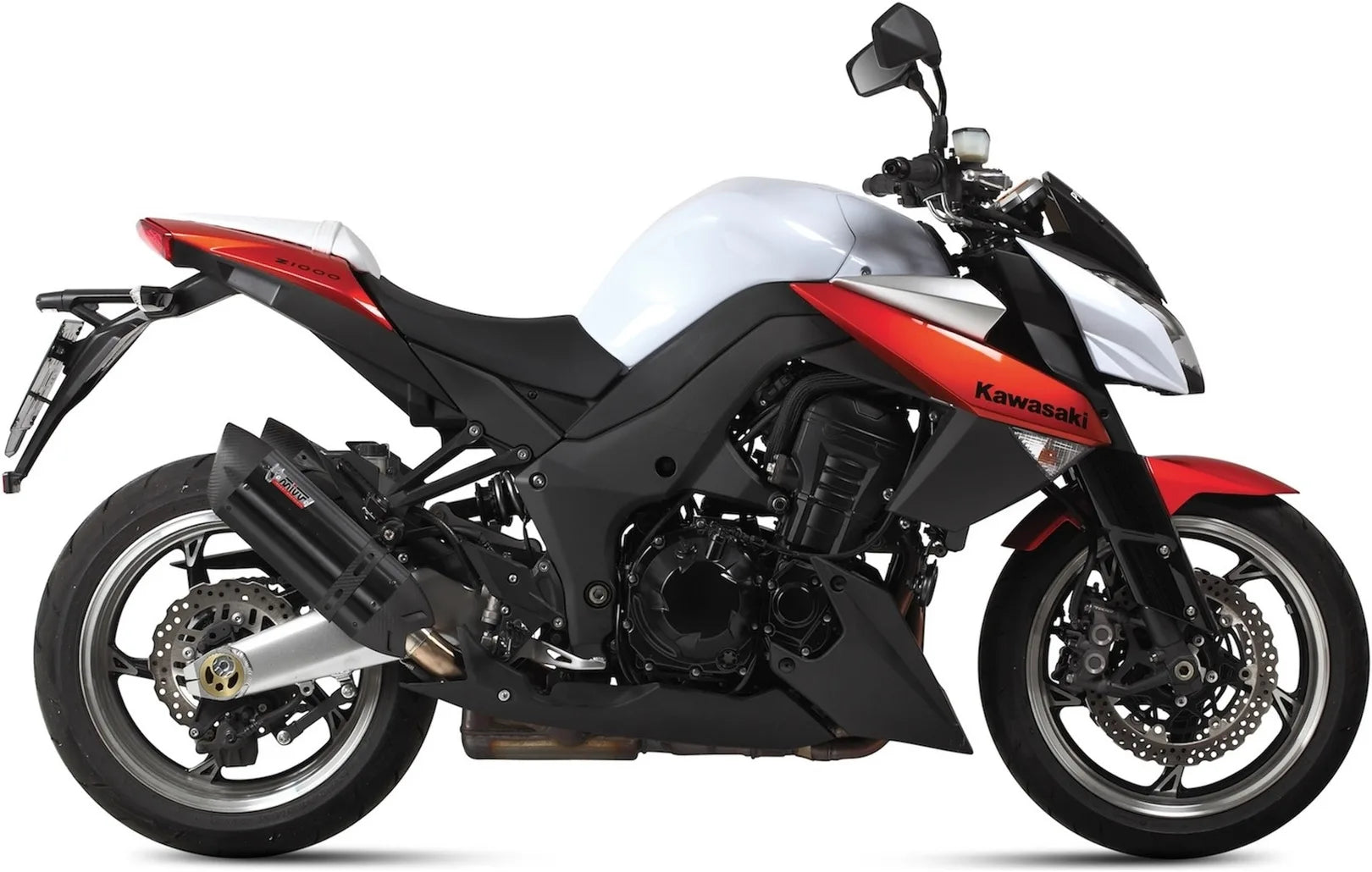 Dual Exhaust System With Sound Certification Suono Steel Black Carbon - Mivv Compatible With Kawasaki Z 1000 (2010-2013)