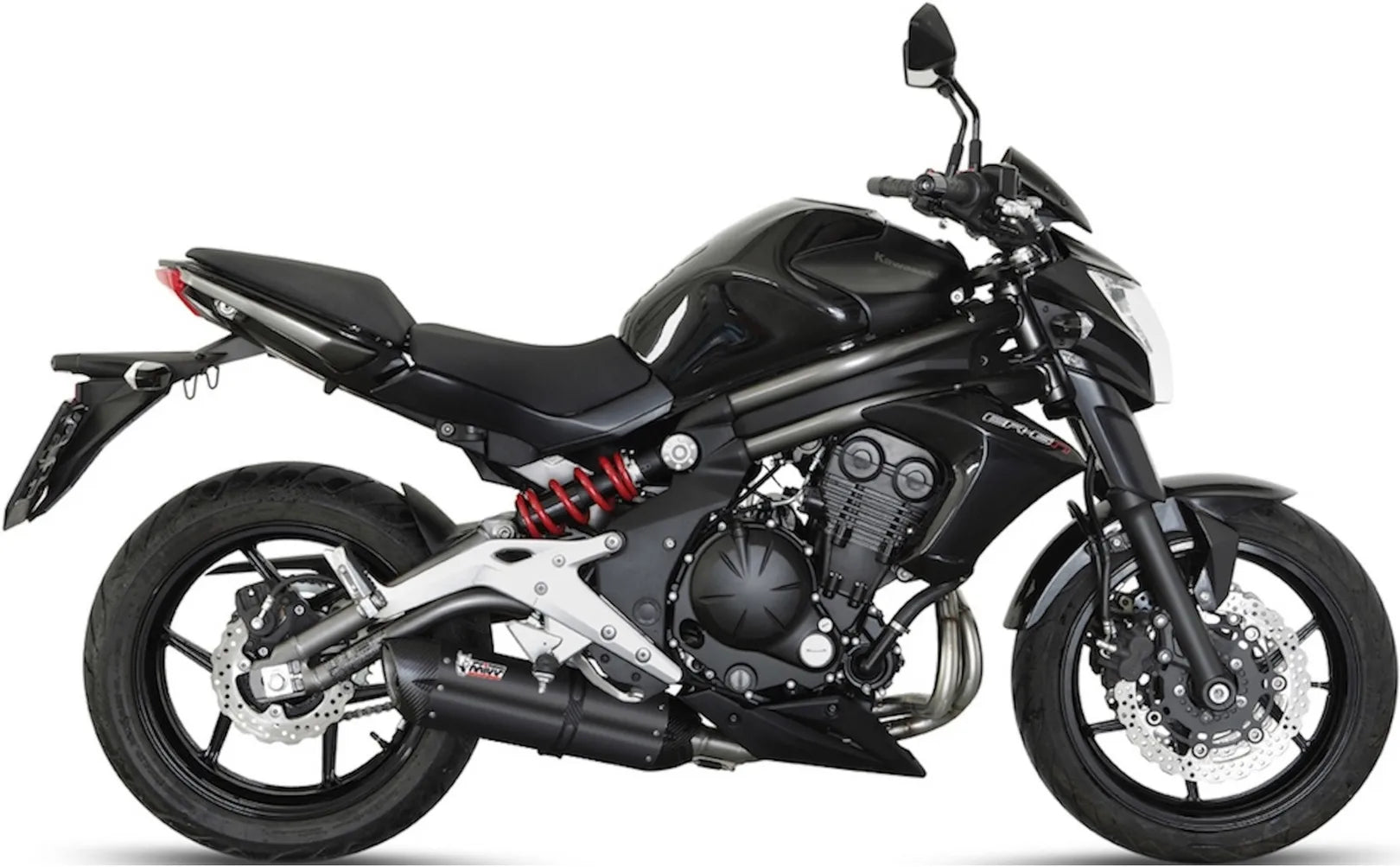 Complete Catalytic Exhaust System With Sound Certification Suono Steel Black Carbon - Mivv Compatible With Kawasaki Er-6 N (2012-2016)