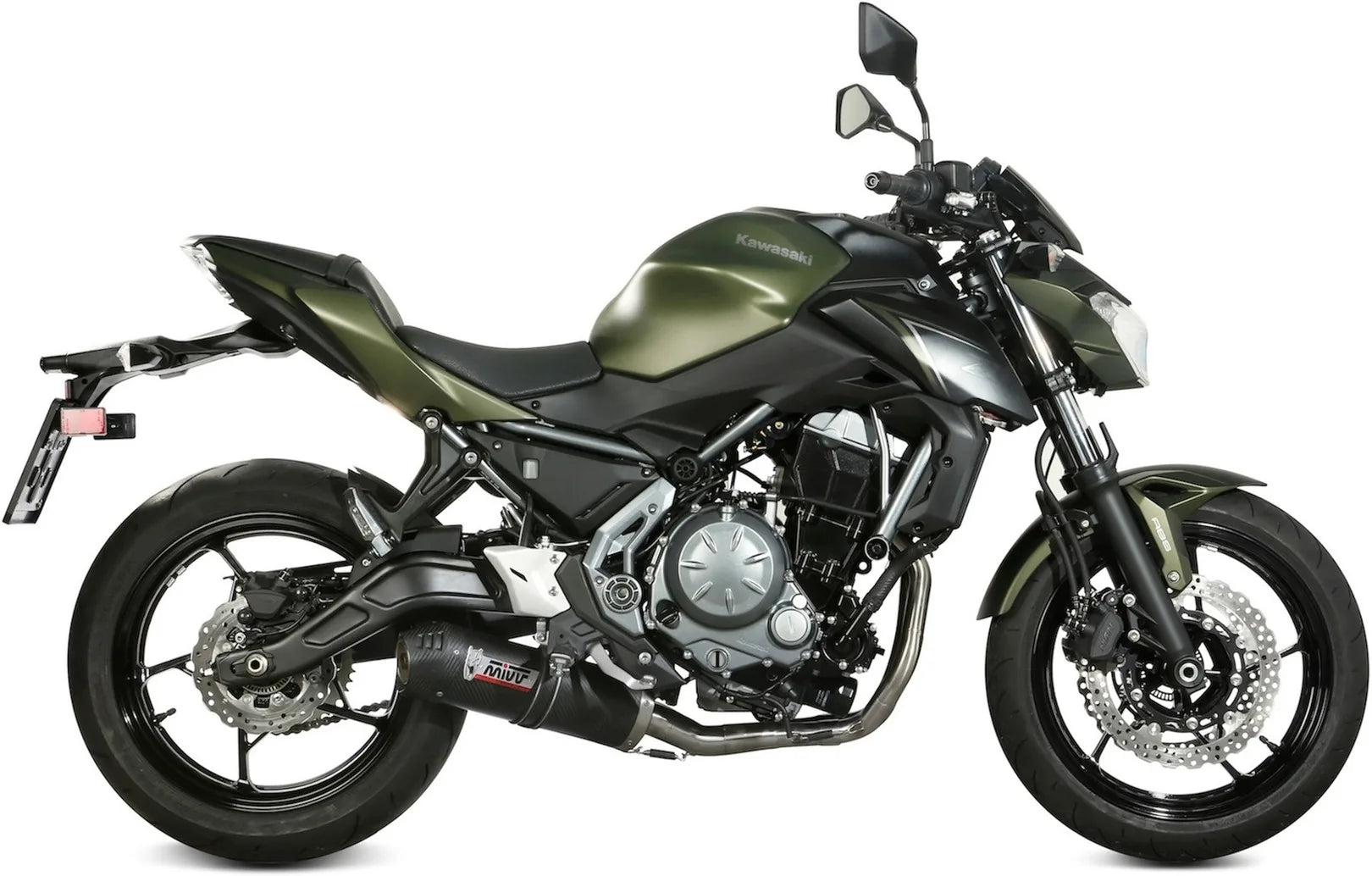 Complete Catalytic Exhaust System With Sound Certification Oval Carbon Carbon - Mivv Compatible With Kawasaki Z 650 (2017-2023)