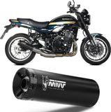 Exhaust Tip With Noise Certification Hr-1 Steel Black Carbon - Mivv Compatible With Kawasaki Z 900 Rs (2018-2024)