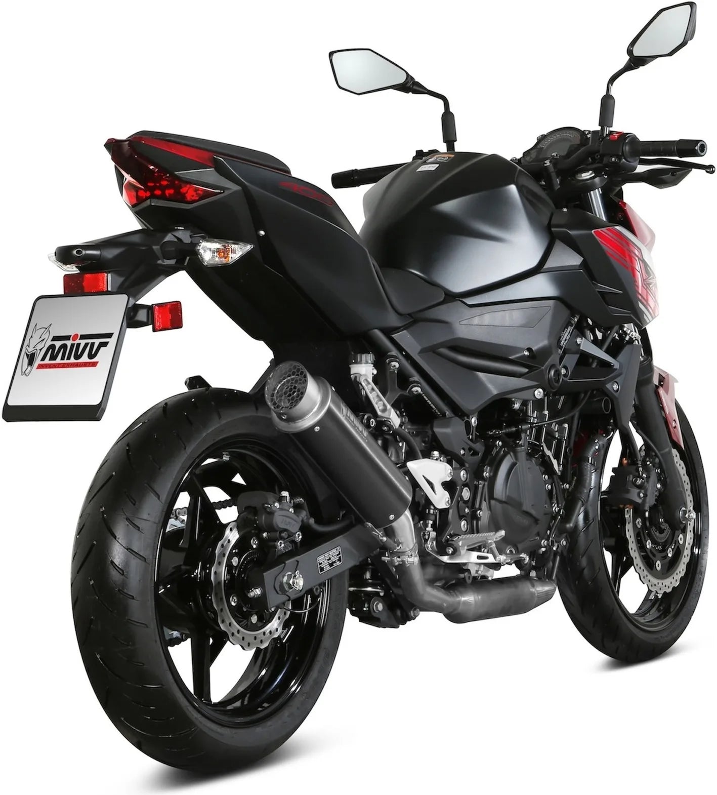 Exhaust Tip With Noise Certification Gppro Steel Black - Mivv Compatible With Kawasaki Z 400 (2019-2023)