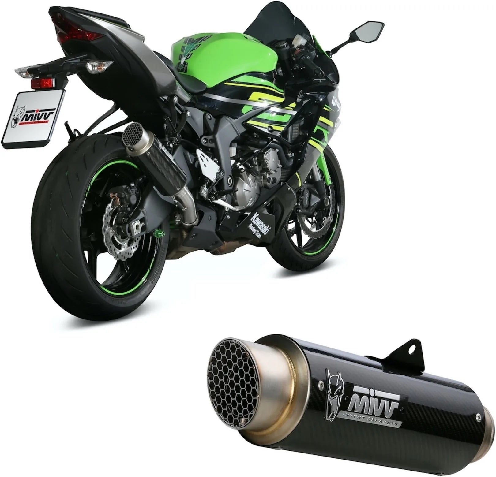 Exhaust Tip With Noise Certification Gppro Carbon - Mivv Compatible With Kawasaki Zx 6R 636 (2019-2020)