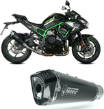 Non-Catalytic Exhaust Tip With Sound Certification Delta Race Steel Black Carbon - Mivv Compatible With Kawasaki Z H2 1000 (2020-2024)