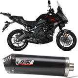 Complete Catalytic Exhaust System With Sound Certification Oval Steel Black Carbon - Mivv Compatible With Kawasaki Versys 650 (2021-2023)