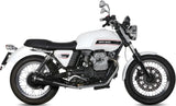 Dual Catalytic Exhaust Tips With Sound Certification Ghibli Steel Black - Mivv Compatible With Moto Guzzi V7 Classic (2008-2016)