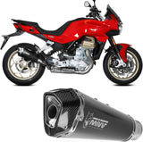 Exhaust Tip With Noise Certification Delta Race Steel Black Carbon - Mivv Compatible With Moto Guzzi V 100 Mandello 1000 (2022-2024)