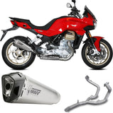 Complete Non-Catalytic Exhaust System With Sound Certification Delta Race Stainless Steel Carbon - Mivv Compatible With Moto Guzzi V 100 Mandello 1000 (2022-2024)