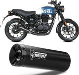 Exhaust Tip With Noise Certification Hr-1 Steel Black Carbon - Mivv Compatible With Royal Enfield Hntr 350 (2022-2024)