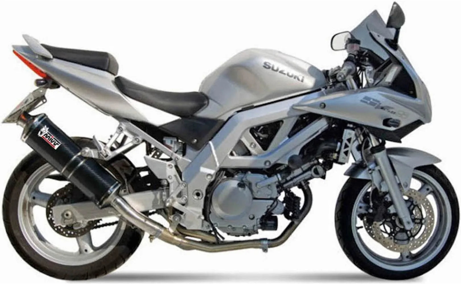 Complete Non-Catalytic Exhaust System With Sound Certification Oval Carbon - Mivv Compatible With Suzuki Sv 650 (2003)