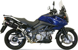 Dual Exhaust System With Sound Certification Oval Carbon - Mivv Compatible With Suzuki Dl 1000 V-Strom (2002-2013)