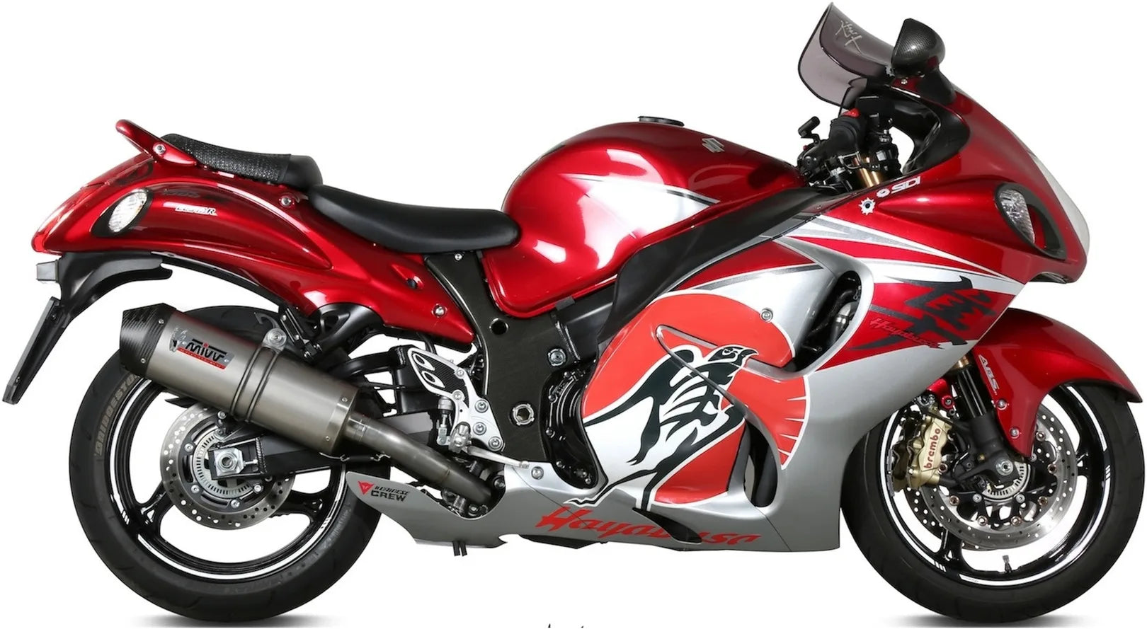 Dual Exhaust System With Sound Certification Oval Titanium Carbon - Mivv Compatible With Suzuki Gsx-R 1300 Hayabusa (2008-2017)