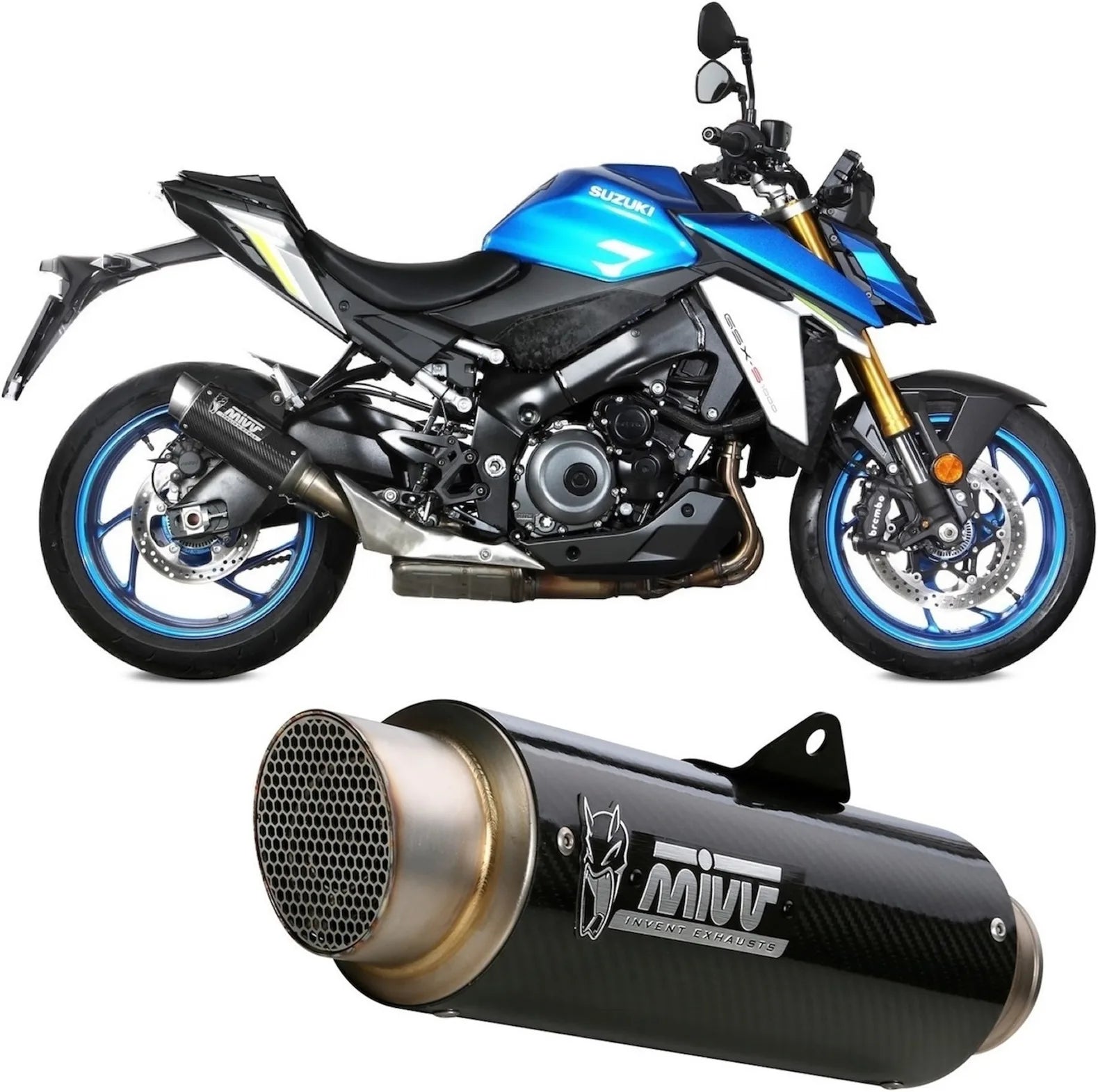 Exhaust Tip With Noise Certification Gppro Carbon - Mivv Compatible With Suzuki Gsx-S 950 (2021-2023)