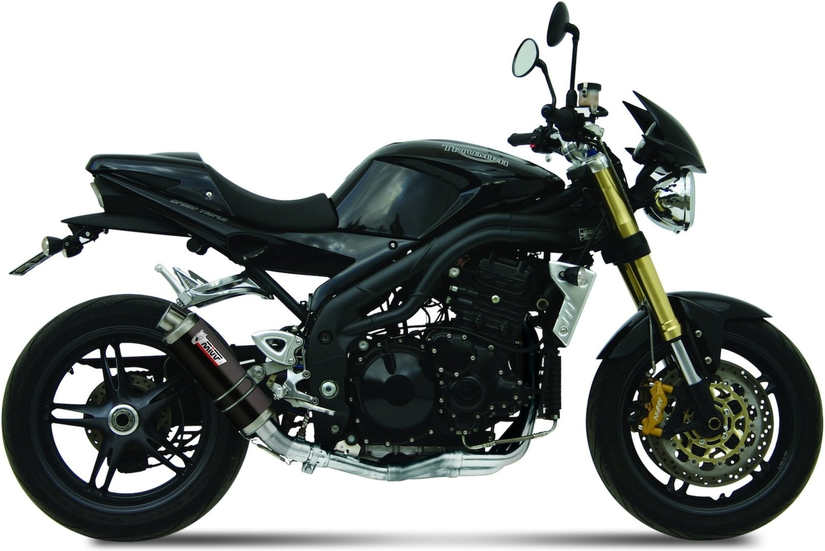 Non-Catalytic Exhaust Tip With Sound Certification Gp Steel Black - Mivv Compatible With Triumph Speed Triple (2005-2006)