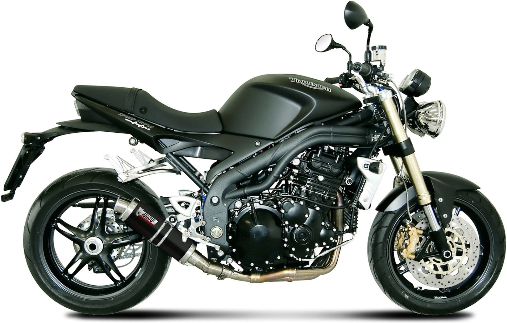 Non-Catalytic Exhaust Tip With Sound Certification Gp Steel Black - Mivv Compatible With Triumph Speed Triple (2007-2010)