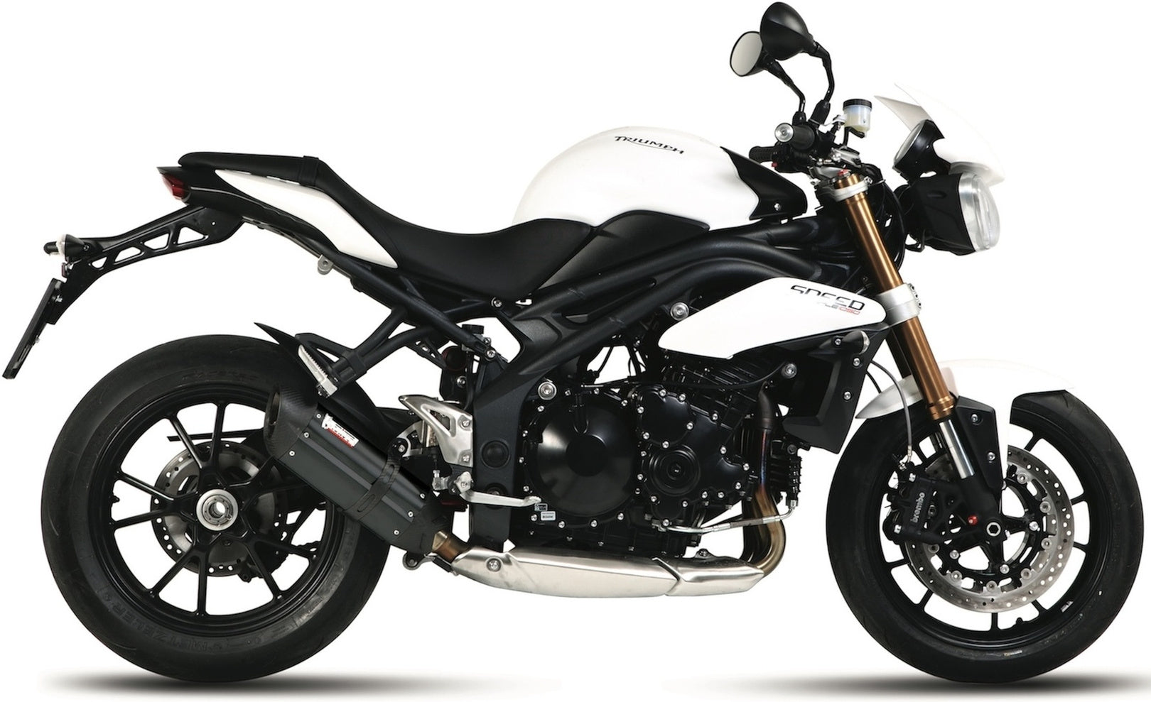 Exhaust Tip With Noise Certification Suono Steel Black Carbon - Mivv Compatible With Triumph Speed Triple (2011-2015)