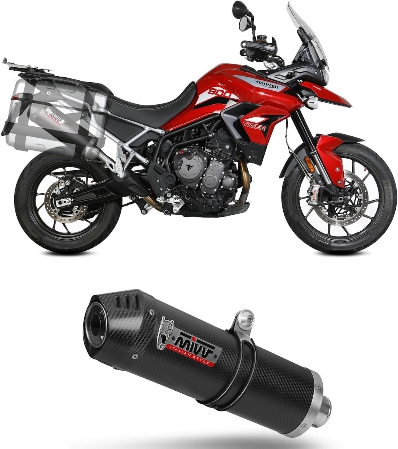 Exhaust Tip With Noise Certification Oval Carbon - Mivv Compatible With Triumph Tiger 900 - Gt - Pro (2021-2024)