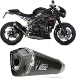 Exhaust Tip With Noise Certification Delta Race Steel Black Carbon - Mivv Compatible With Triumph Speed Triple R - S (2018-2020)