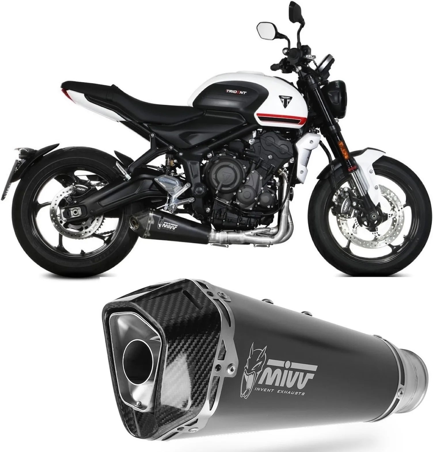 Complete Catalytic Exhaust System With Sound Certification Delta Race Steel Black Carbon - Mivv Compatible With Triumph Trident 660 (2021-2024)
