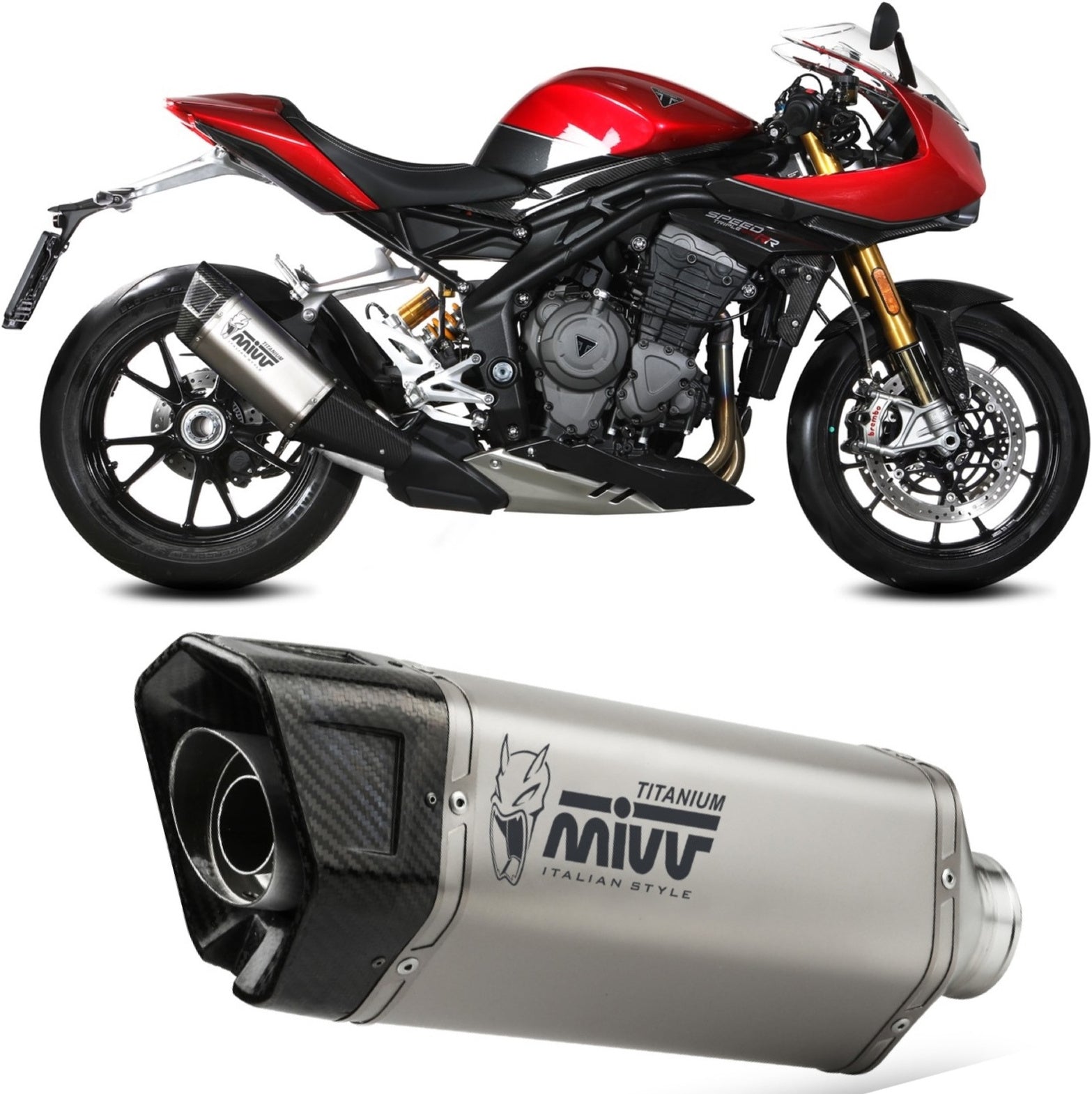 Exhaust Tip With Noise Certification Sr-1 Titanium - Mivv Compatible With Triumph Speed Triple 1200 Rr - Rs (2021-2024)