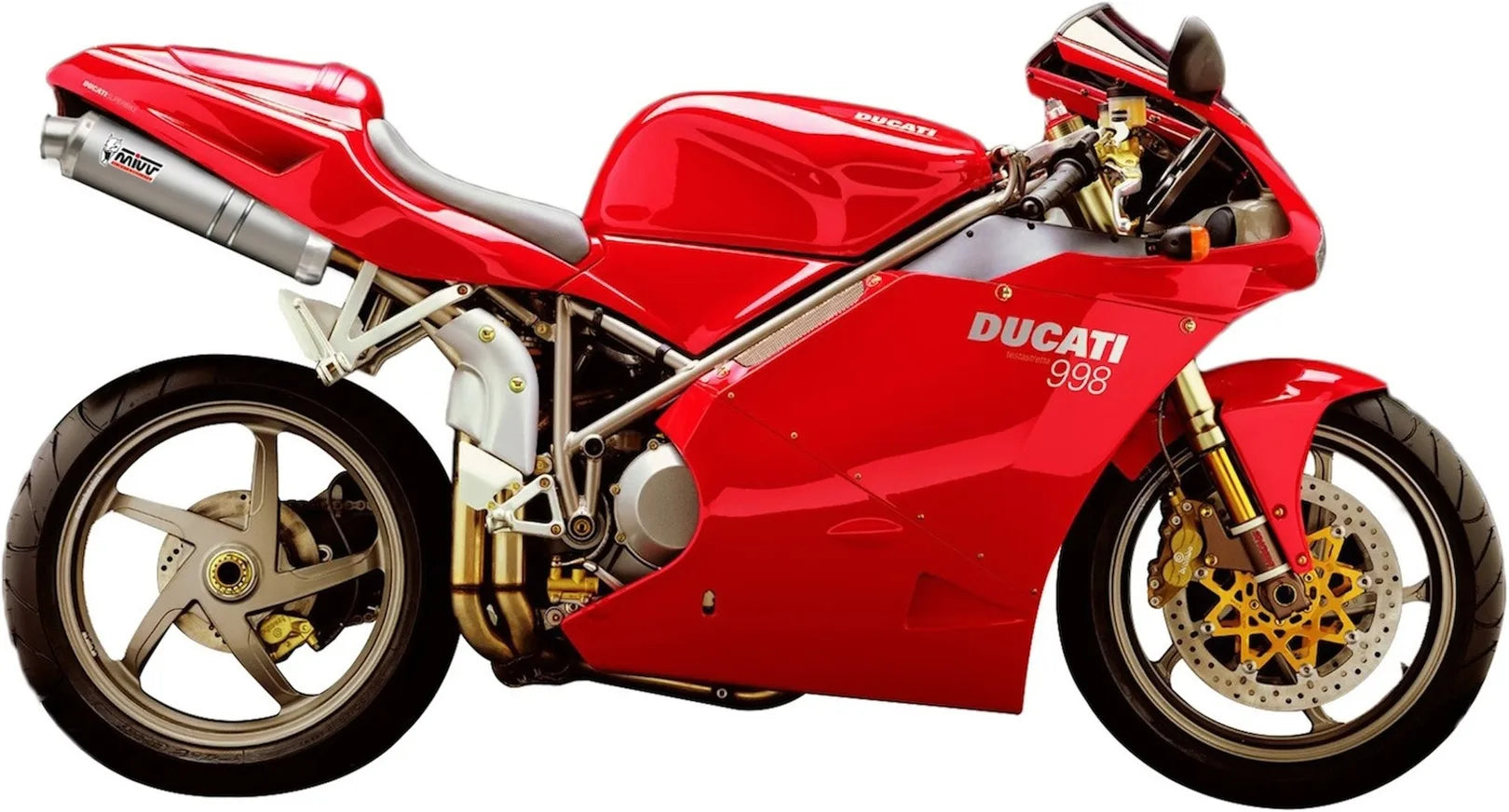 Dual Exhaust System With Sound Certification Oval Titanium - Mivv Compatible With Ducati 748 (1994-2003)