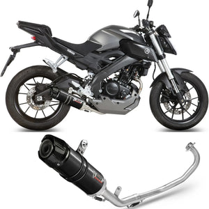 Complete Catalytic Exhaust System With Sound Certification Gp Steel Black Carbon - Mivv Compatible With Yamaha Mt-125 (2015-2019)