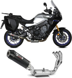 Complete Non-Catalytic Exhaust System With Sound Certification Oval Carbon Carbon - Mivv Compatible With Yamaha Tracer 9 - Gt (2021-2023)