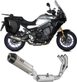 Complete Catalytic Exhaust System With Sound Certification Oval Titanium Carbon - Mivv Compatible With Yamaha Tracer 9 - Gt (2021-2023)