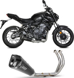Complete Catalytic Exhaust System With Sound Certification Delta Race Steel Black Carbon - Mivv Compatible With Yamaha Fz-07 (2021-2024)