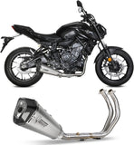 Complete Catalytic Exhaust System With Sound Certification Delta Race Stainless Steel Carbon - Mivv Compatible With Yamaha Fz-07 (2021-2024)