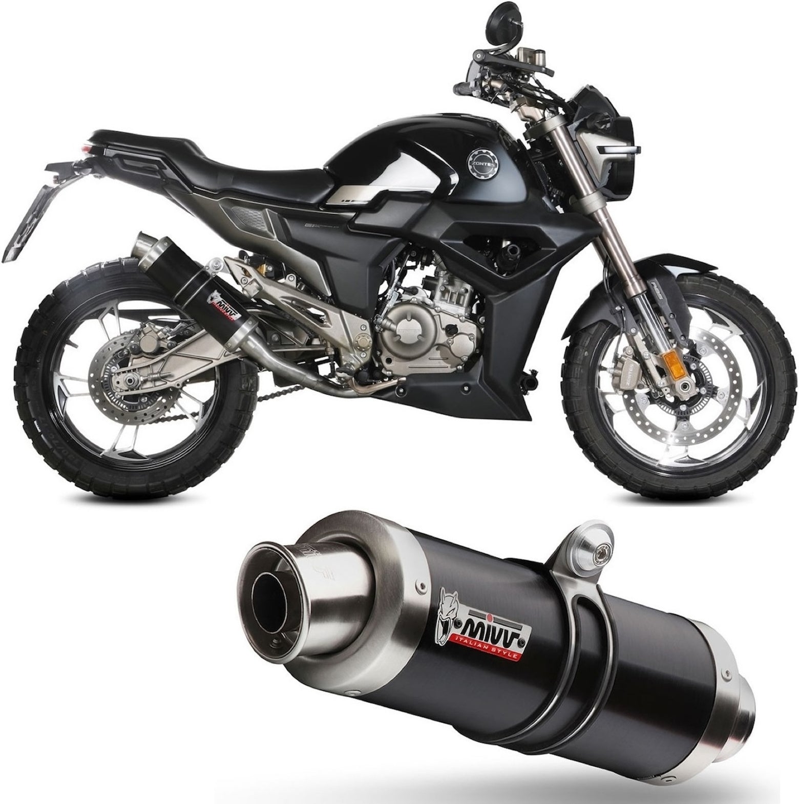 Complete Catalytic Exhaust System With Sound Certification Gp Steel Black - Mivv Compatible With Zontes Zt 125 G1 (2021-2024)