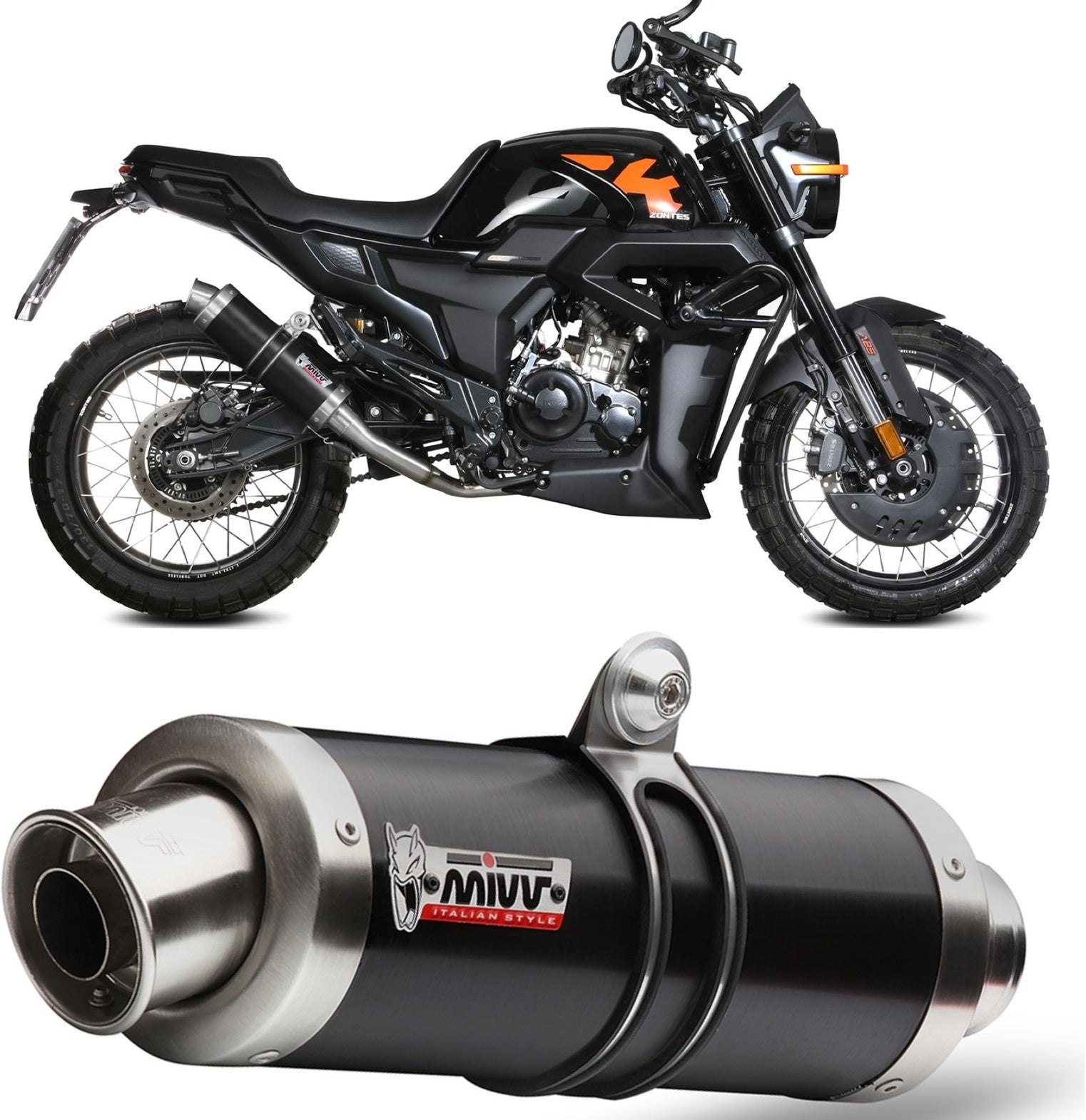 Complete Catalytic Exhaust System With Sound Certification Gp Steel Black - Mivv Compatible With Zontes Zt 125 Gk (2021-2024)
