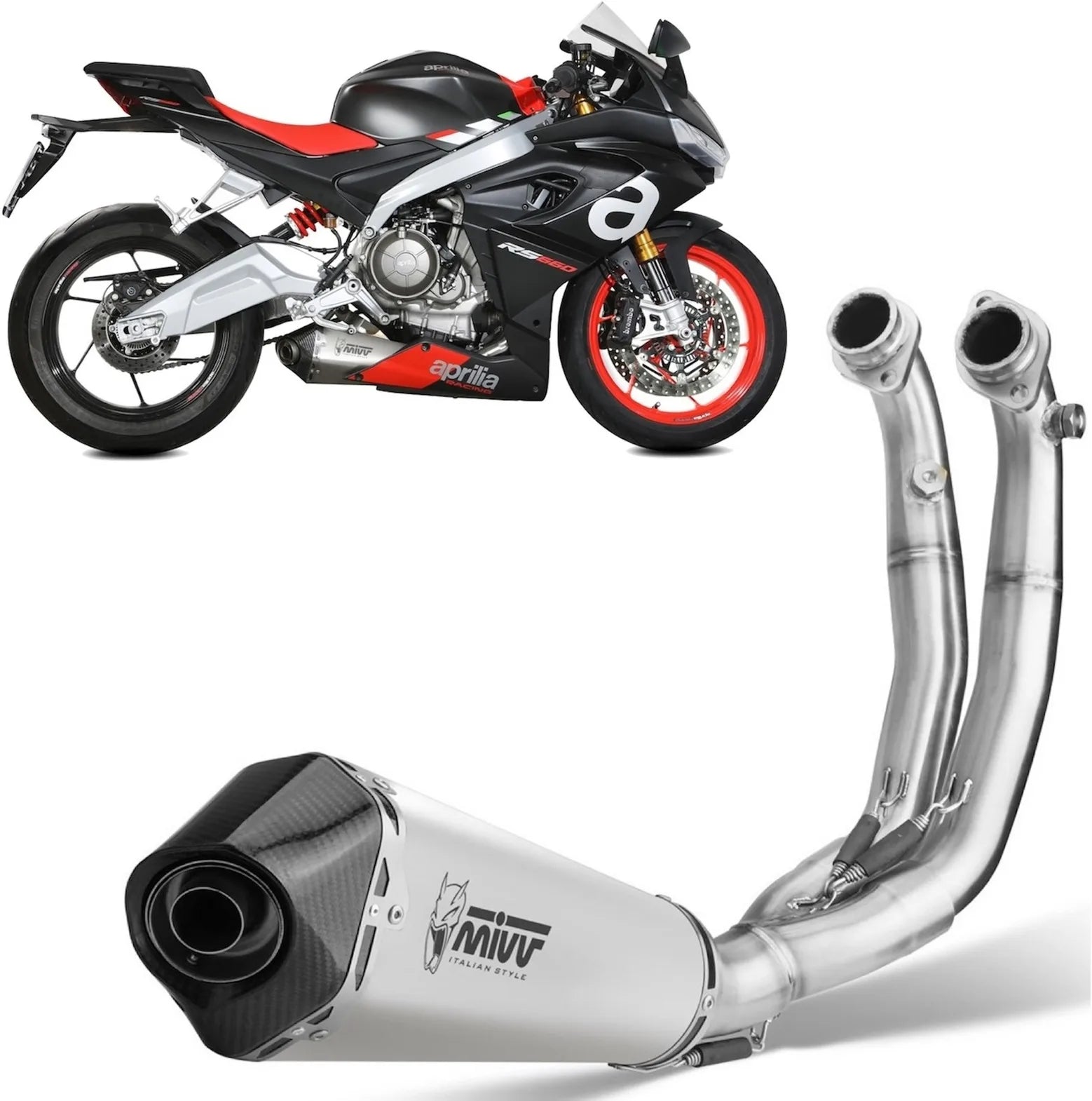 Complete Exhaust System Without Catalytic Converter And Without Sound Certification Delta Race Stainless Steel Carbon - Mivv Compatible With Aprilia Rs 660 (2020-2024)