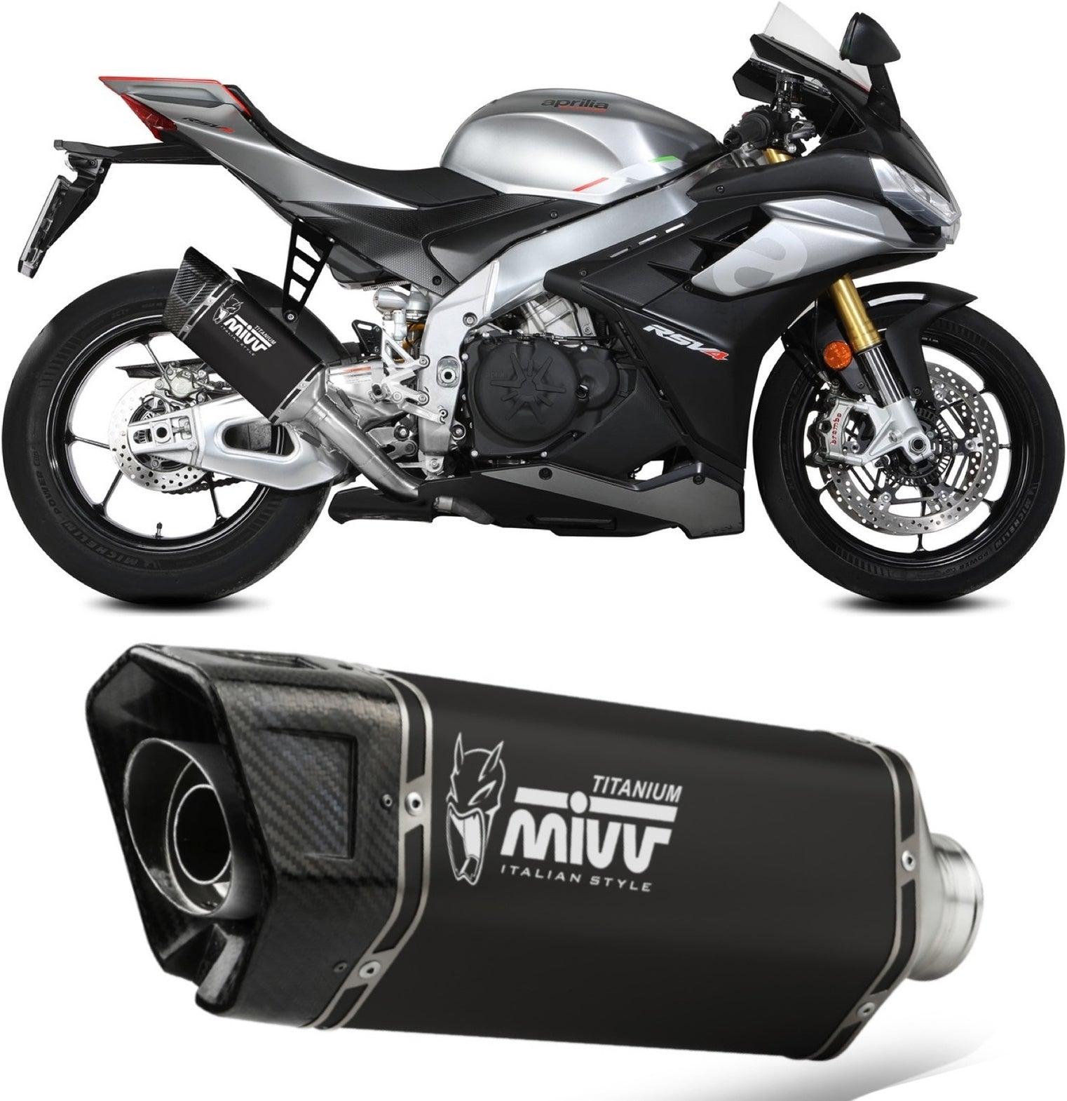 Uncatalysed Exhaust System Without Sound Certification Sr-1 Titanium Black - Mivv Compatible With Aprilia Rsv4 (2021-2024)