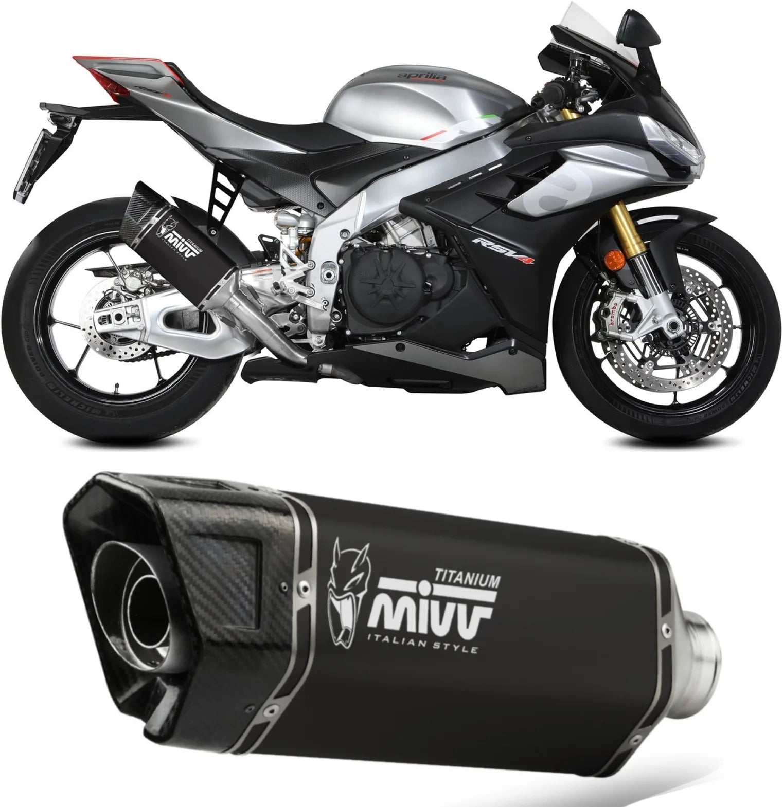 Uncatalysed Exhaust System Without Sound Certification Sr-1 Titanium Black - Mivv Compatible With Aprilia Tuono V4 1100 (2021-2024)
