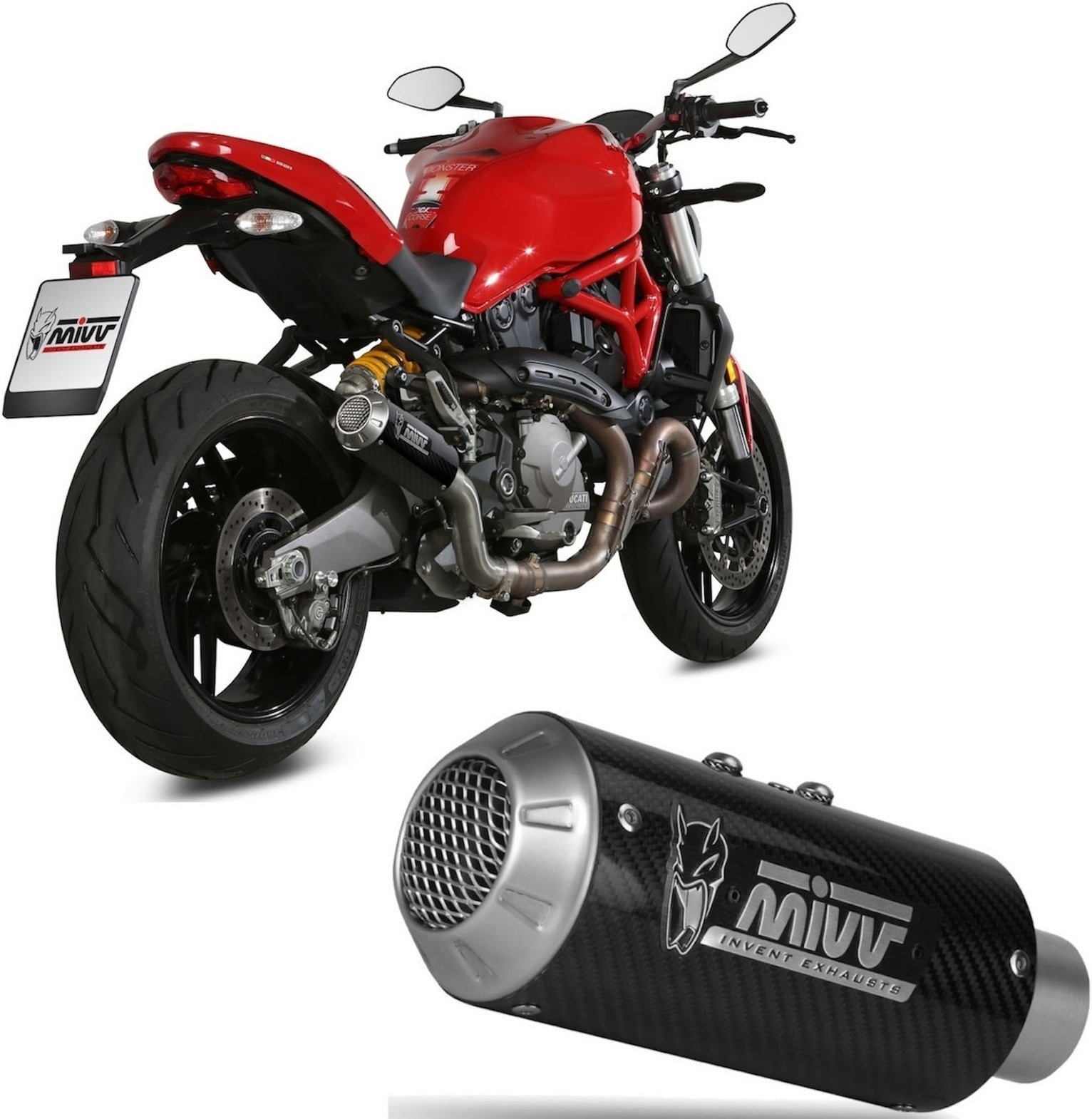 Uncatalysed Exhaust System Without Sound Certification Mk3 Carbon - Mivv Compatible With Ducati Monster 1200 (2017-2021)