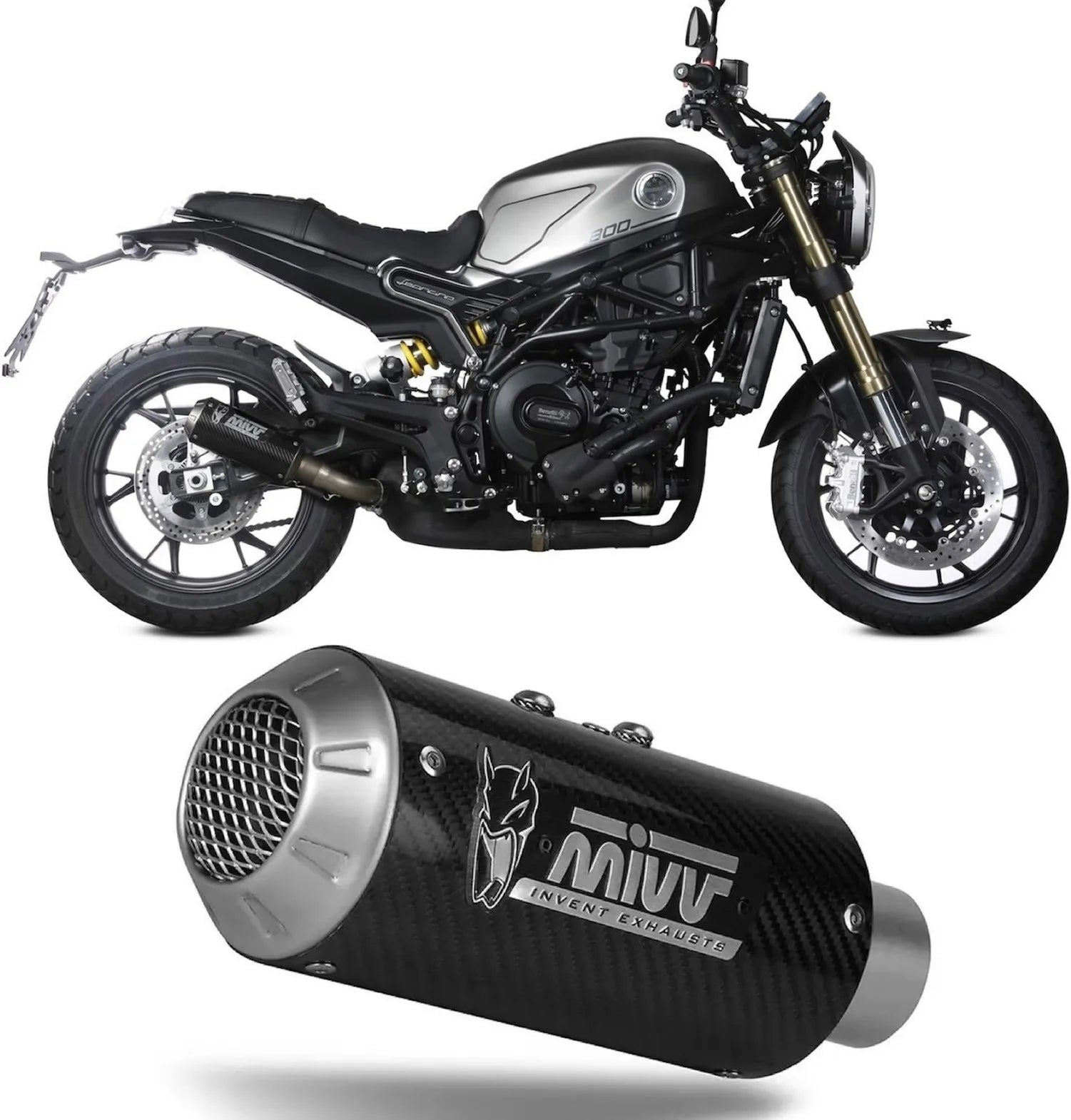 Uncatalysed Exhaust System Without Sound Certification Mk3 Carbon - Mivv Compatible With Benelli Leoncino 800 (2022-2024)