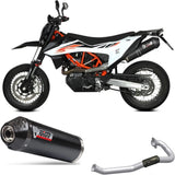 Complete Exhaust System Without Catalytic Converter And Without Sound Certification Oval Steel Black Carbon - Mivv Compatible With Ktm 690 Smc R (2020-2024)