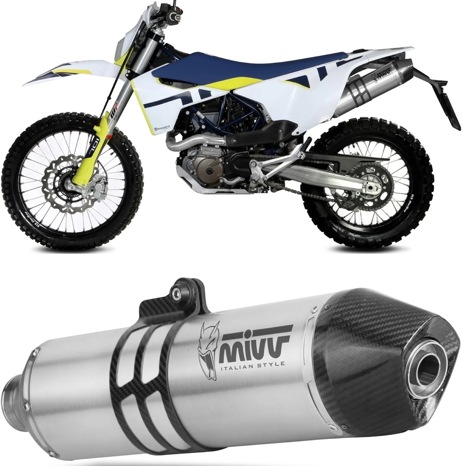 Uncatalysed Exhaust System Without Sound Certification Str1 Titanium - Mivv Compatible With Husqvarna 701 Enduro - Supermoto (2021-2024)