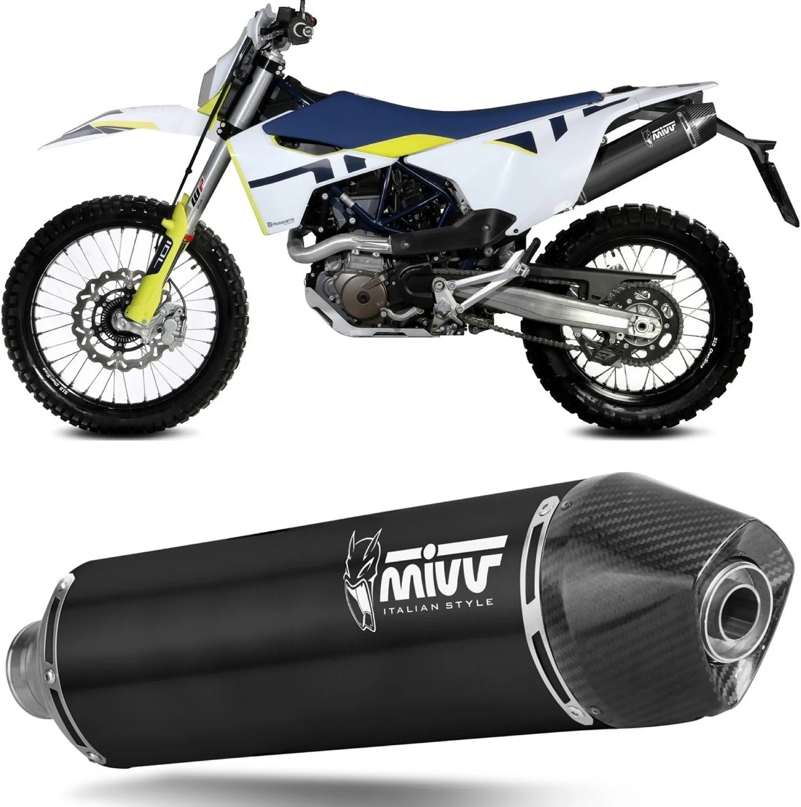 Uncatalysed Exhaust System Without Sound Certification Str1 Steel Black - Mivv Compatible With Husqvarna 701 Enduro - Supermoto (2021-2024)