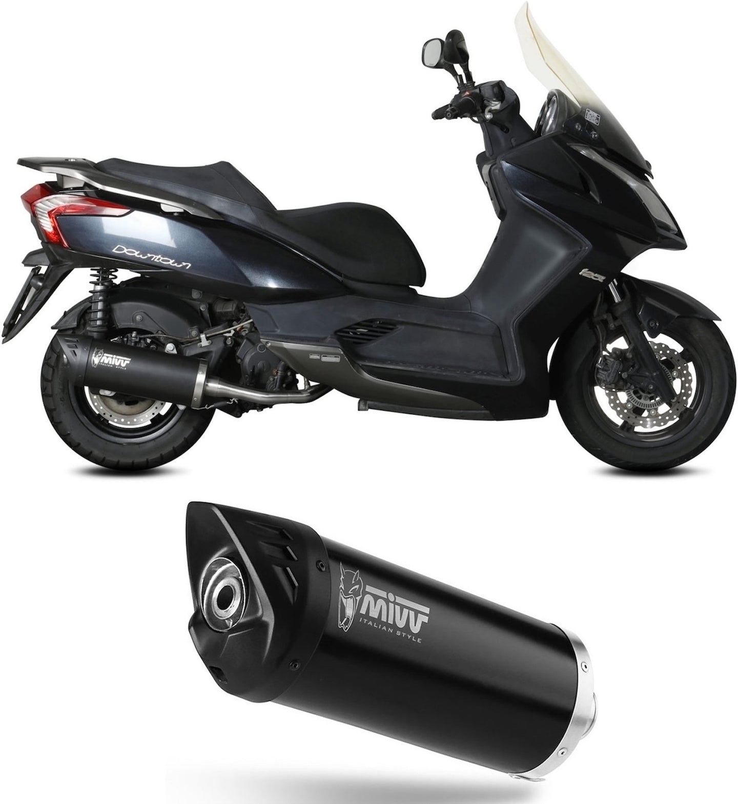 Complete Exhaust System Without Catalytic Converter And Without Sound Certification Mover Steel Black - Mivv Compatible With Kymco Downtown 125 (2009-2016)