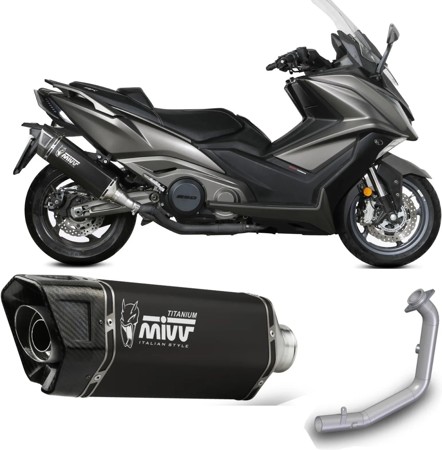 Catalytic Exhaust Tip With Sound Certification Sr-1 Titanium Black - Mivv Compatible With Kymco Ak 550 (2021-2024)