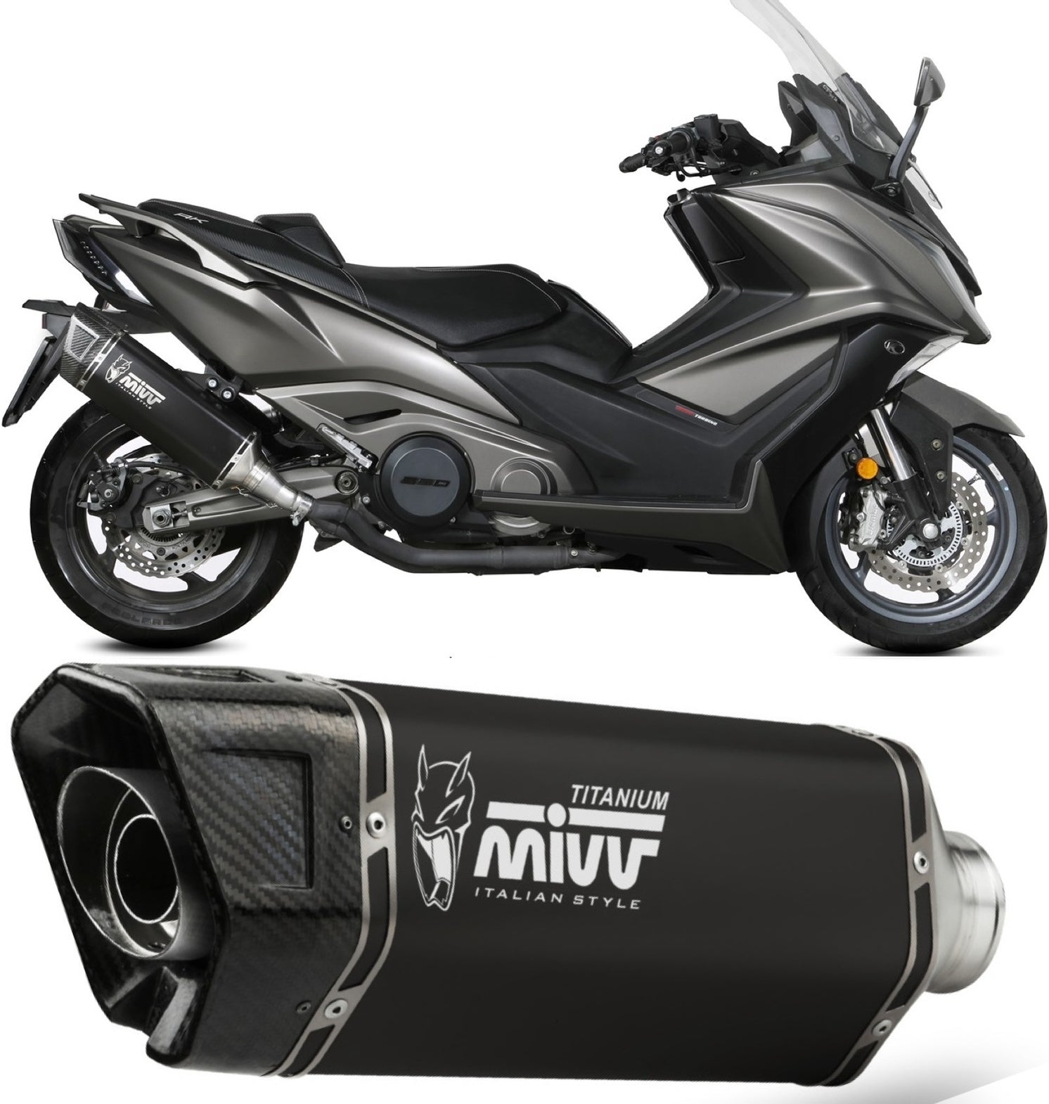 Uncatalysed Exhaust System Without Sound Certification Sr-1 Steel Black - Mivv Compatible With Kymco Ak 550 (2021-2024)
