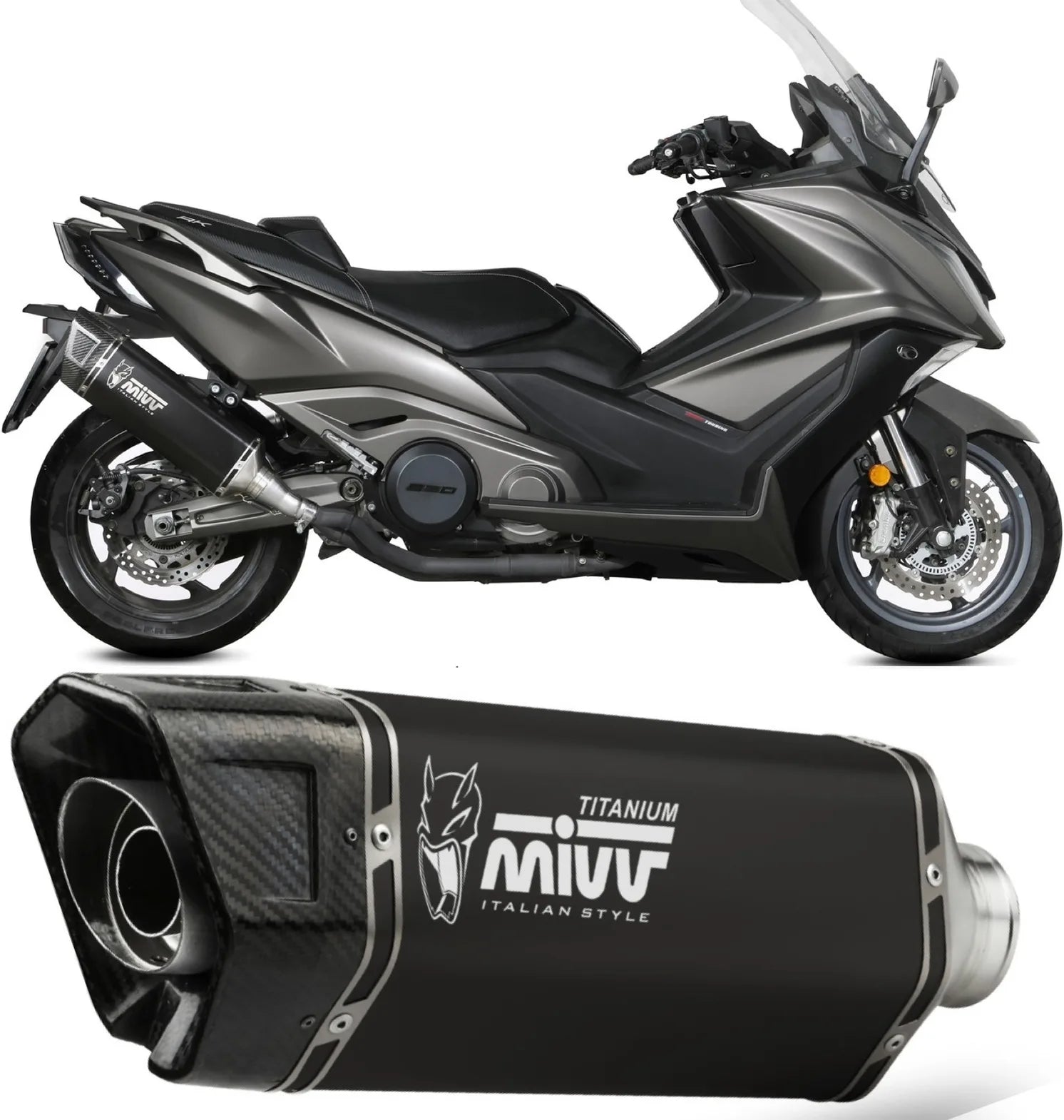 Uncatalysed Exhaust System Without Sound Certification Sr-1 Steel Black - Mivv Compatible With Kymco Ak 550 (2021-2024)